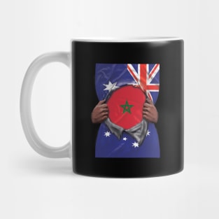 Morocco Flag Australian Flag Ripped Open - Gift for Moroccan From Morocco Mug